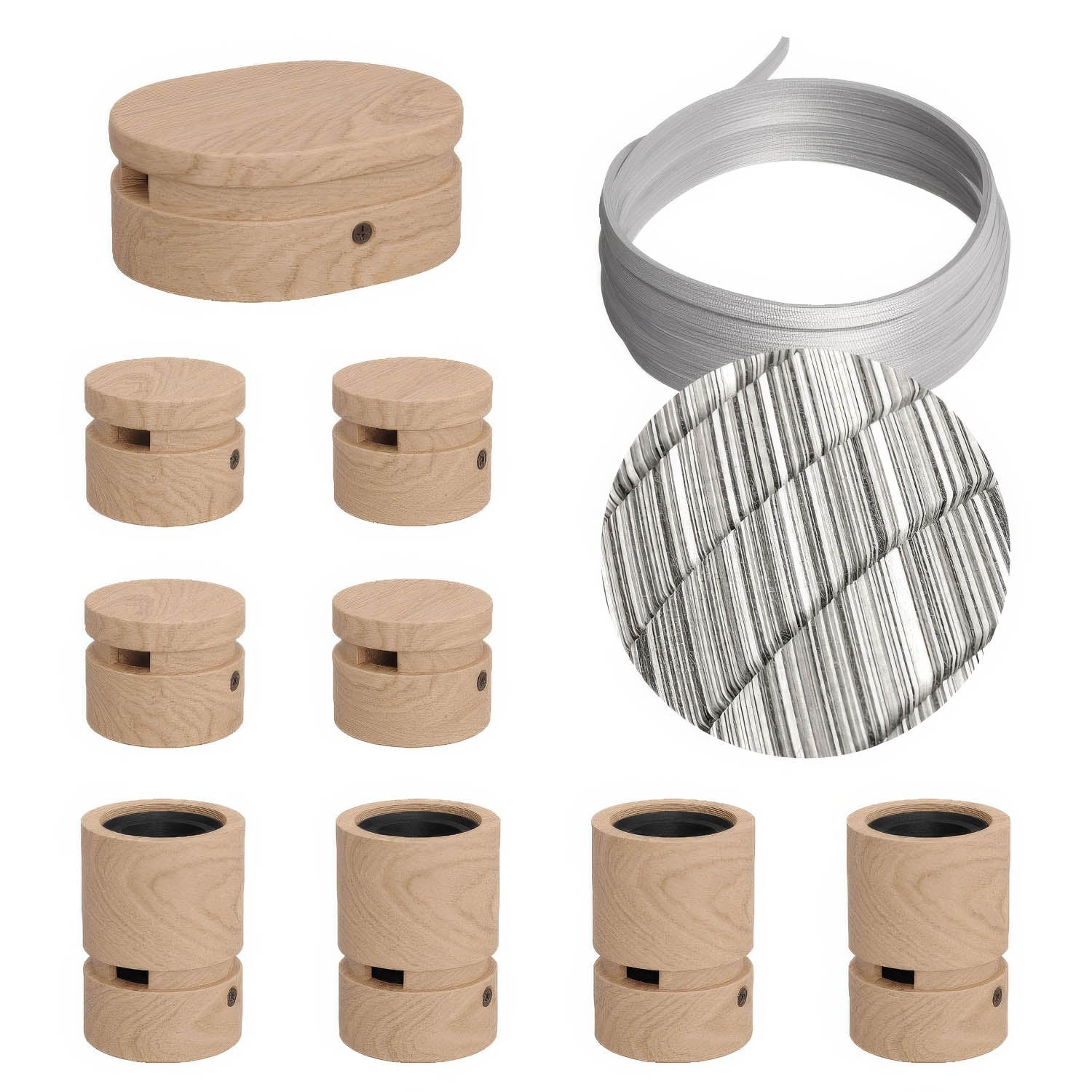 Sistema Filé Symmetric Kit - con cavo ECC37 di 5 m per catenaria e 9 componenti in legno per interni