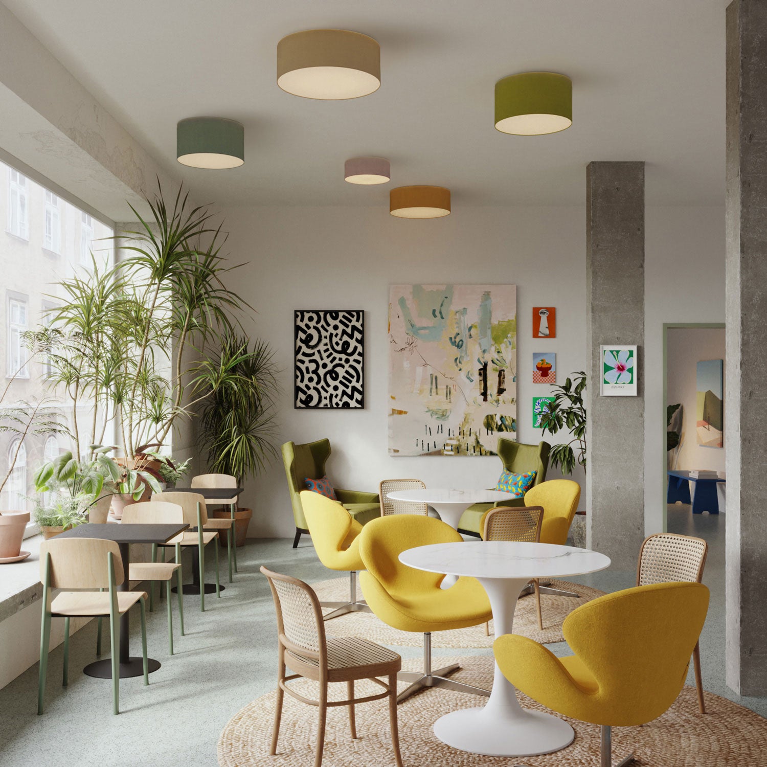 Plafoniera in tessuto Large Arenal tortora - Made in Italy