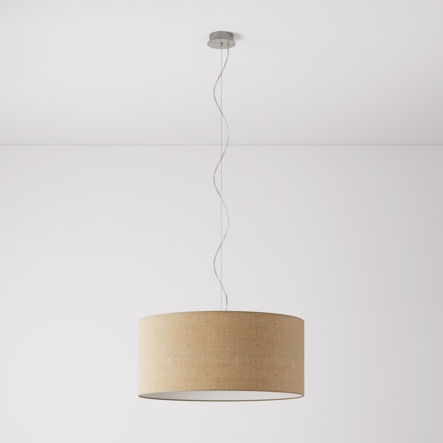 Lampada a sospensione con paralume in tessuto Cilindro Large - Made in Italy - Juta Naturale Si