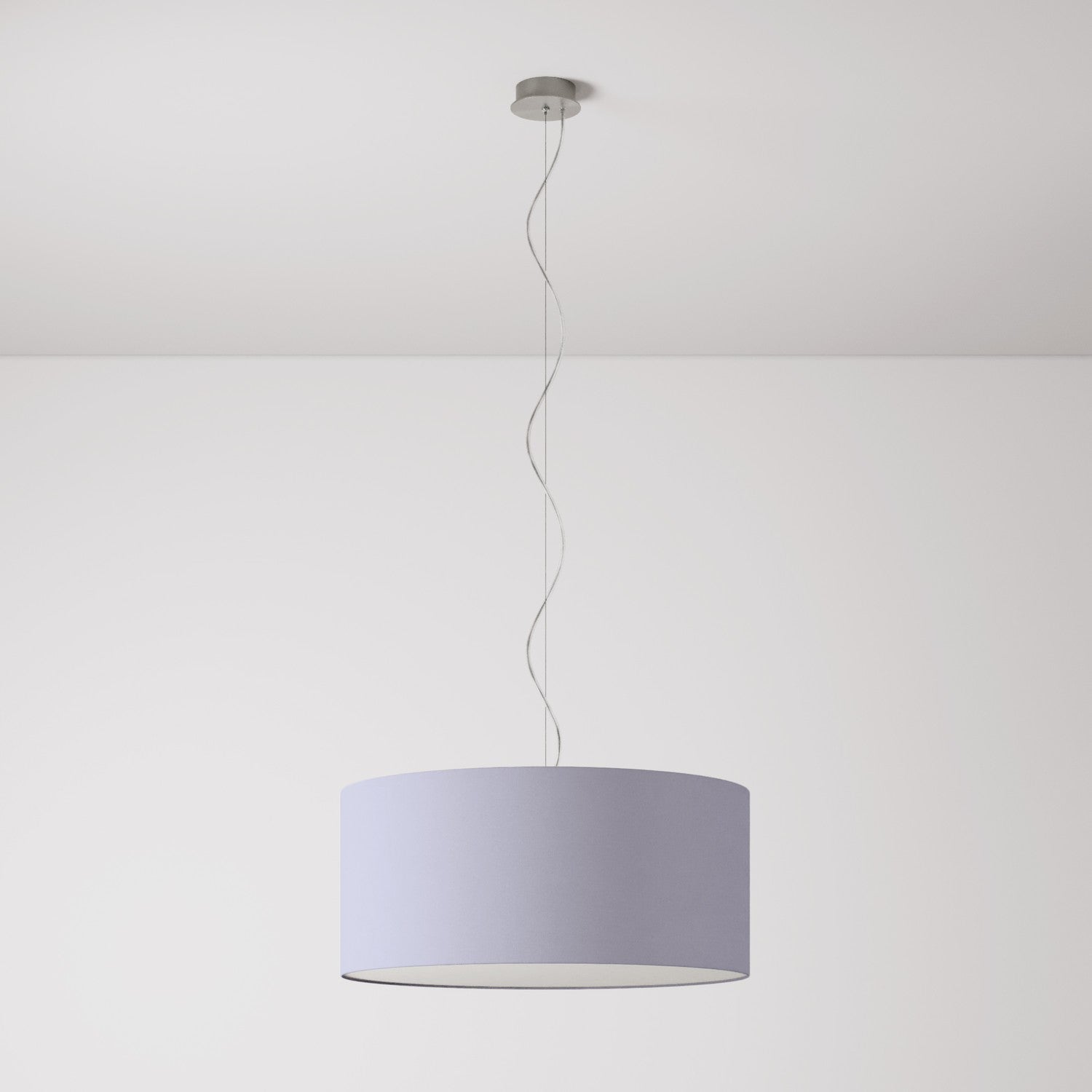 Lampada a sospensione con paralume in tessuto Cilindro Large - Made in Italy - Teletta Lilla Si
