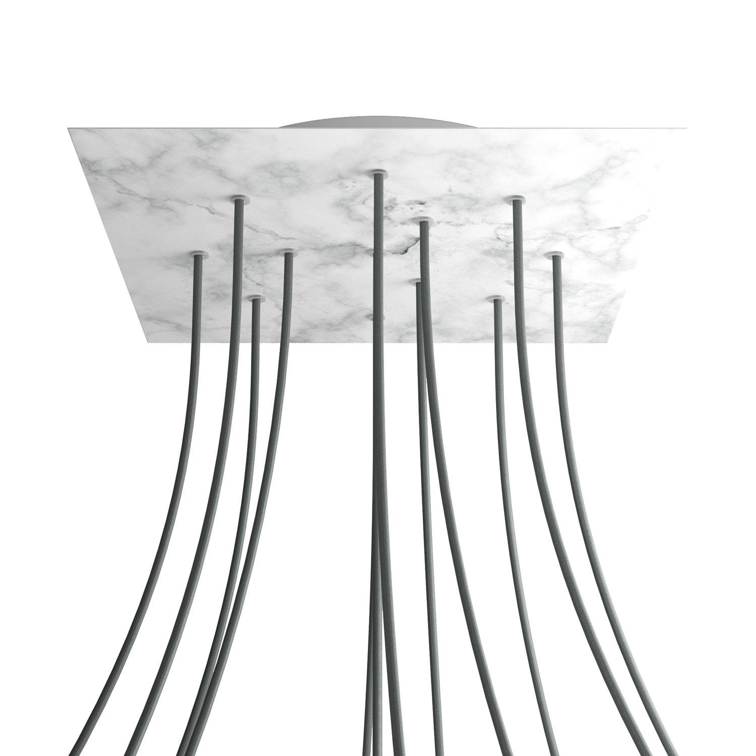 Rosone XXL Rose-One quadrato, 400 mm con 12 fori e 4 fori laterali - Marmo Carrara Bianco