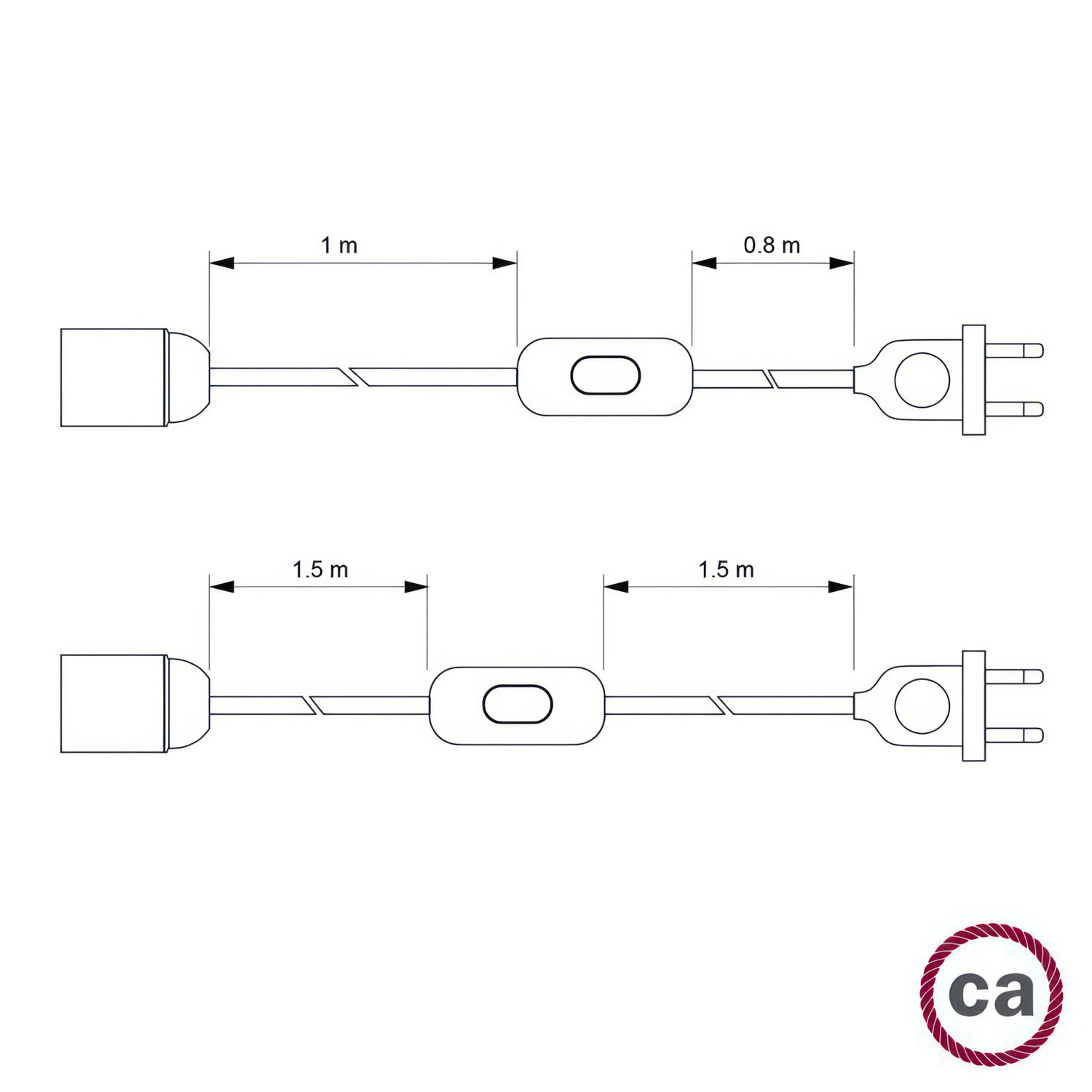 SnakeBis Zig-Zag Verlichtingssnoer met lamphouder en Zig-Zag effect textiel kabel voor lampenkap