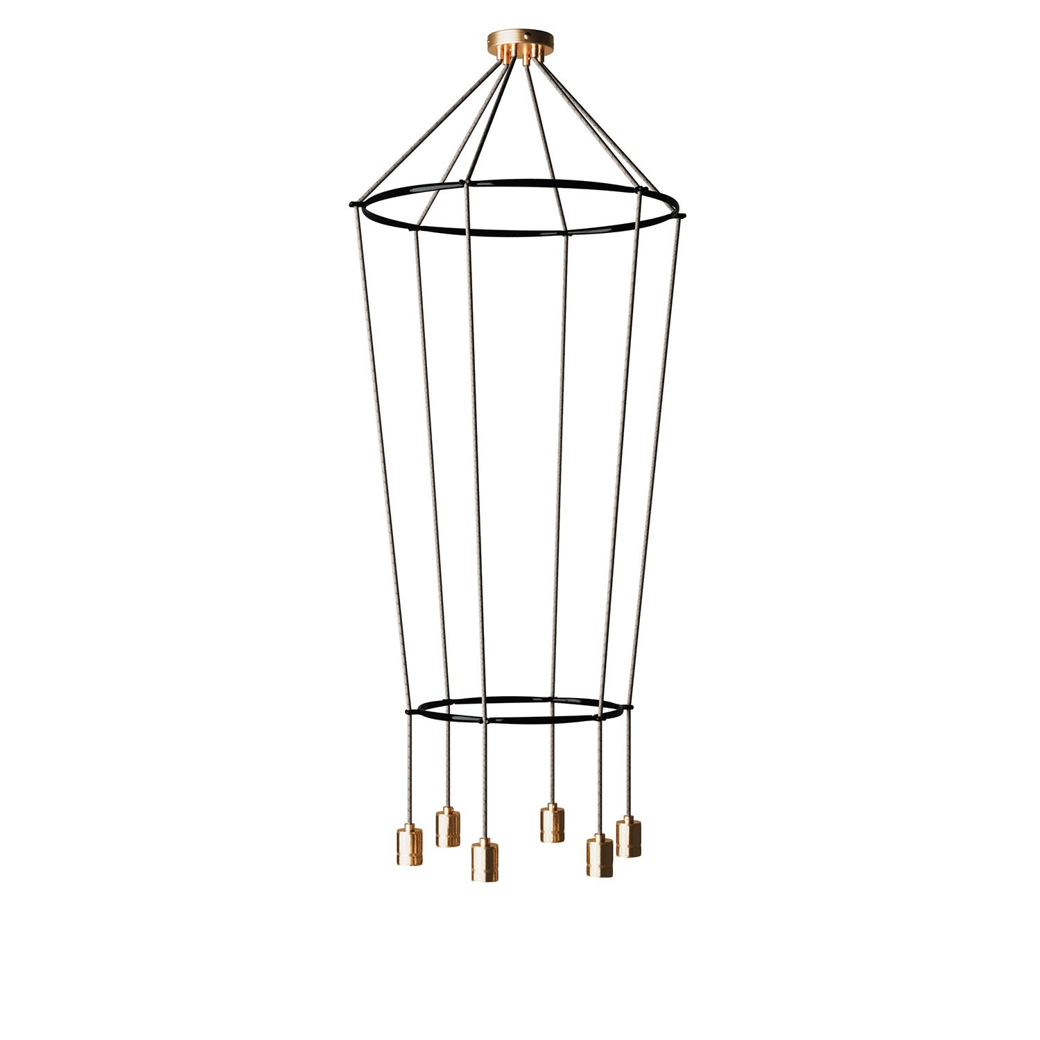 6 Pendels dubbele Ring Cage Globe Lamp