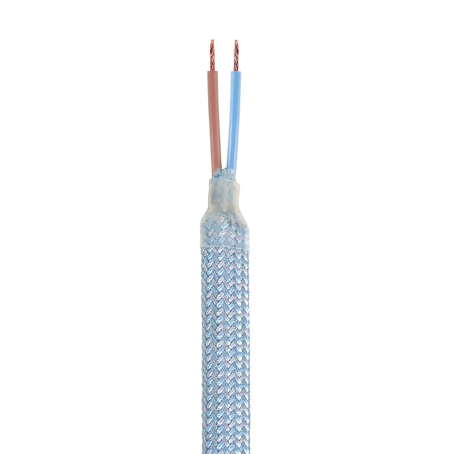 Kit Creative Flex: flexibele buis in babyblauw RM76 textielbekleding met metalen aansluitstukken