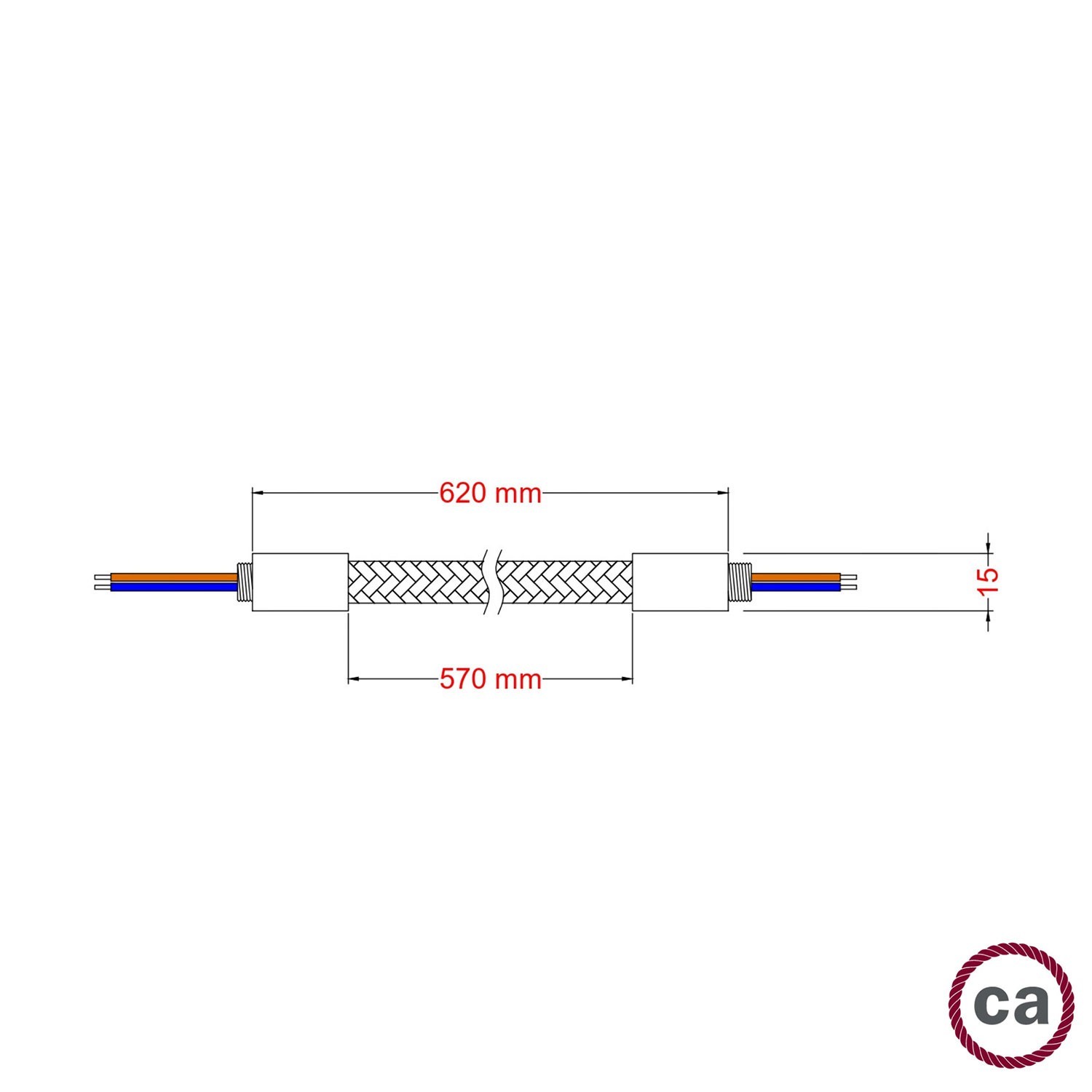 Kit Creative Flex tuyau d'extension flexible recouvert de jute RN06 Neutre avec extrémités métalliques