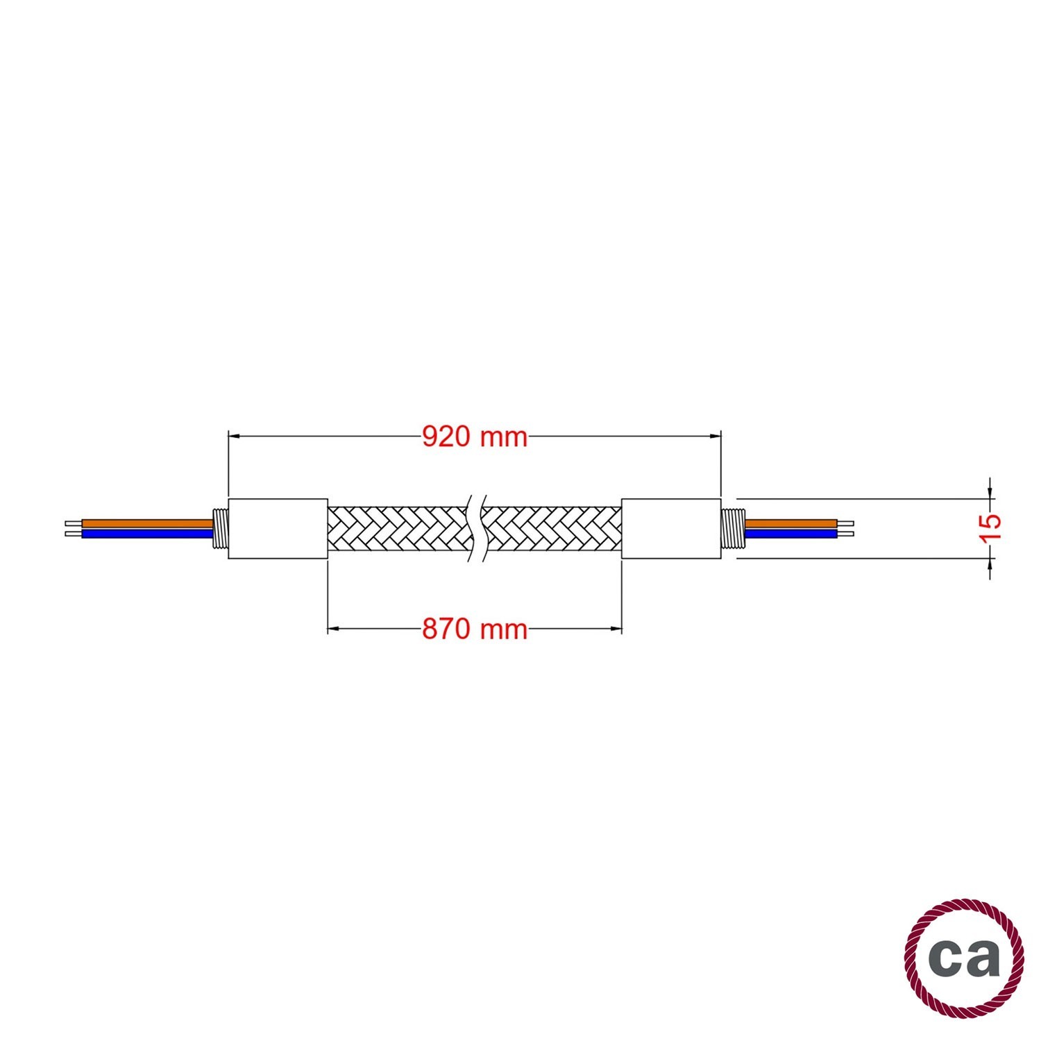 Kit Creative Flex tuyau d'extension flexible recouvert de jute RN06 Neutre avec extrémités métalliques