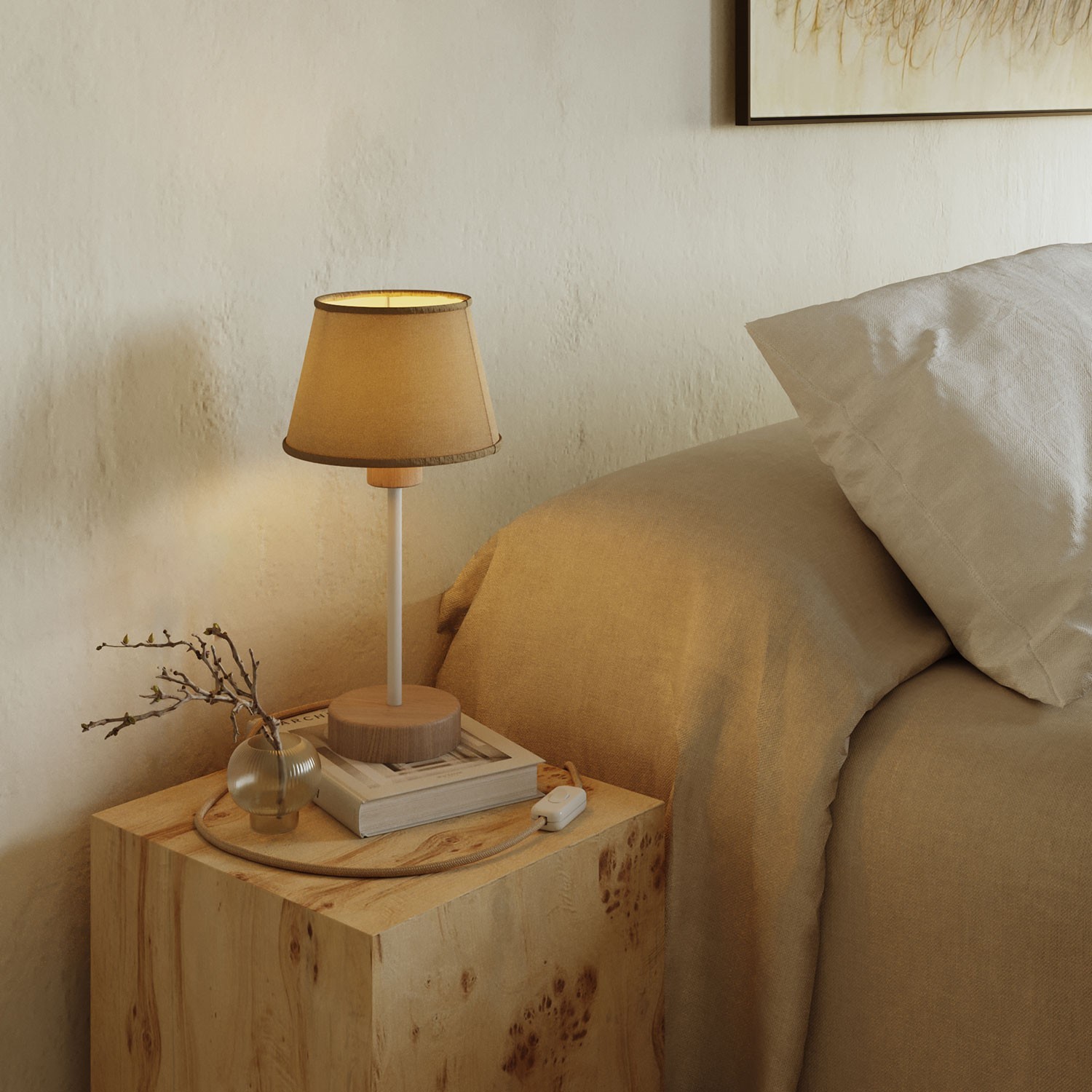 Lampe de table en bois avec possibilité d'ajouter un abat-jour - Alzaluce Wood