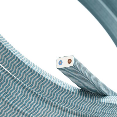 Câble électrique pour guirlande lumineuse recouvert de tissu Turquoise zig-zag CZ11 - résistant aux UV