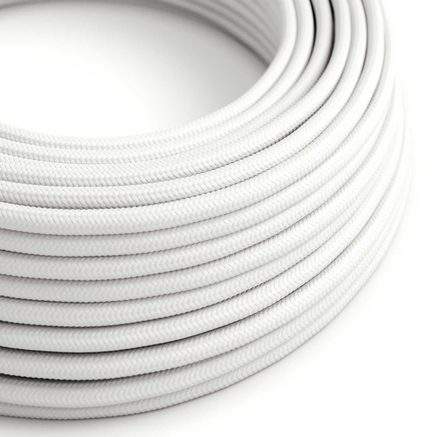 Ultra Zachte siliconen elektrische kabel met glanzende optisch witte stoffen voering - RM01 rond 2x0,75 mm