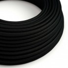 Câble électrique Ultra Soft en silicone recouvert de tissu Noir Charbon brillant - RM04 rond 2x0,75mm