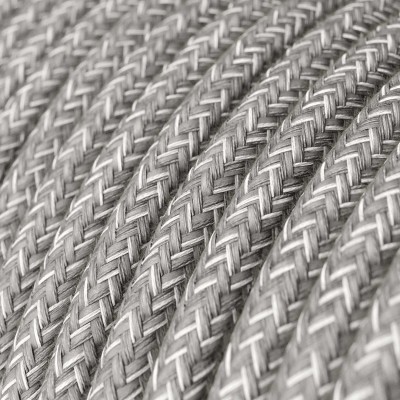 Ultra Zachte siliconen elektrische kabel met grijze gemêleerde linnen bekleding - RN02 rond 2x0,75 mm