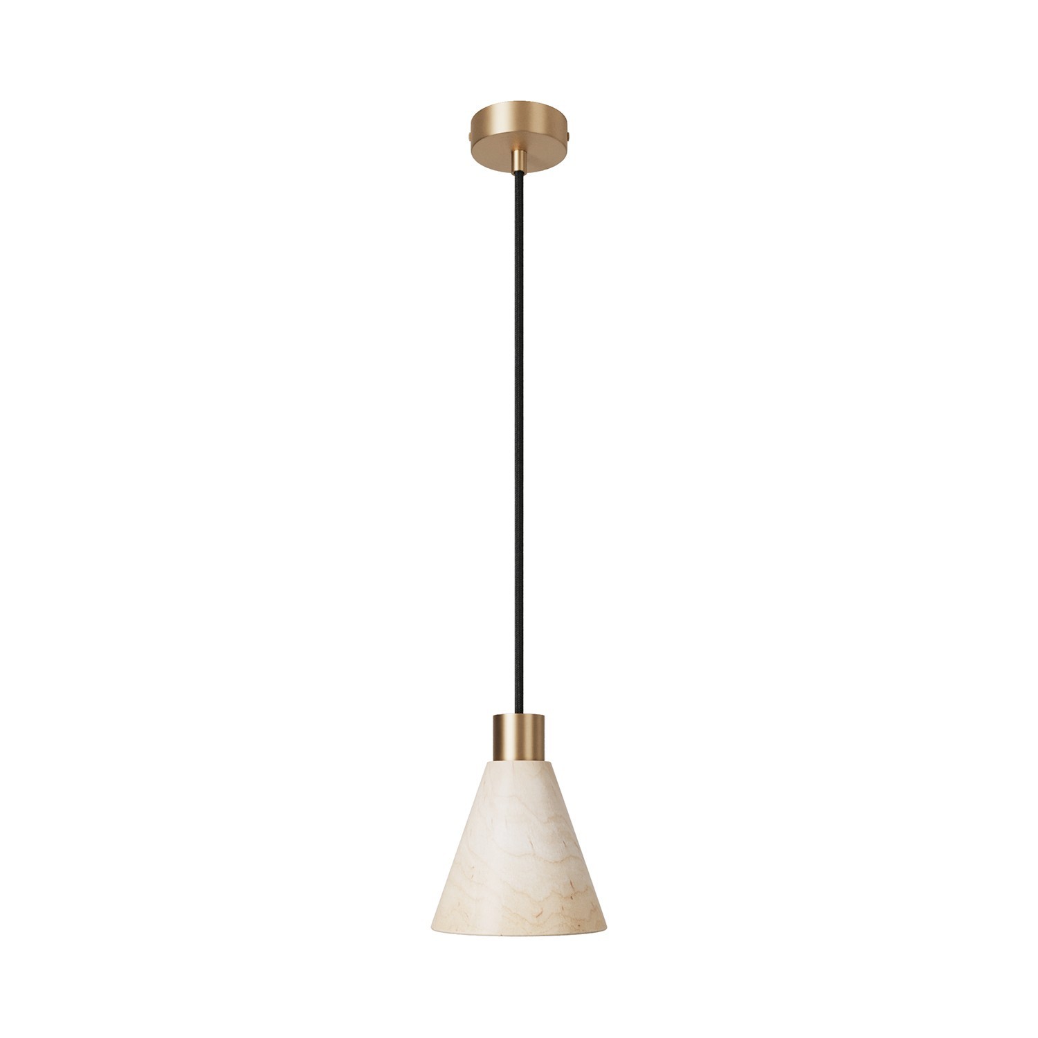 Hanglamp met kegelvormige houten lampenkap