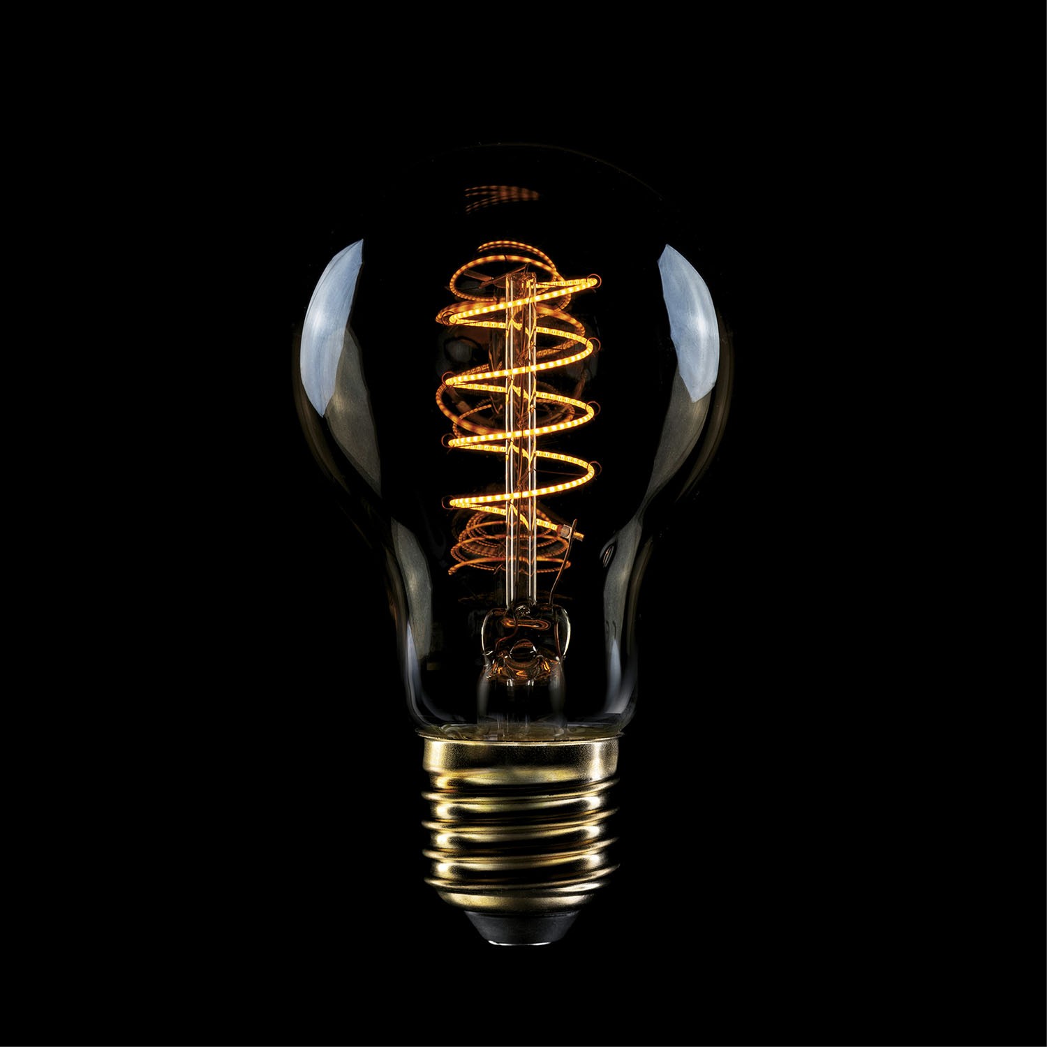 Ampoule dorée LED C03 Carbon Line avec filament en spirale Goutte A60 4W E27 Dimmable 1800K