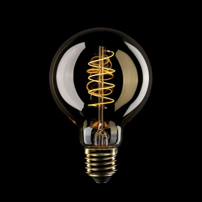 Ampoule dorée LED C05 Carbon Line avec filament en spirale Globe G80 4W E27 Dimmable 1800K