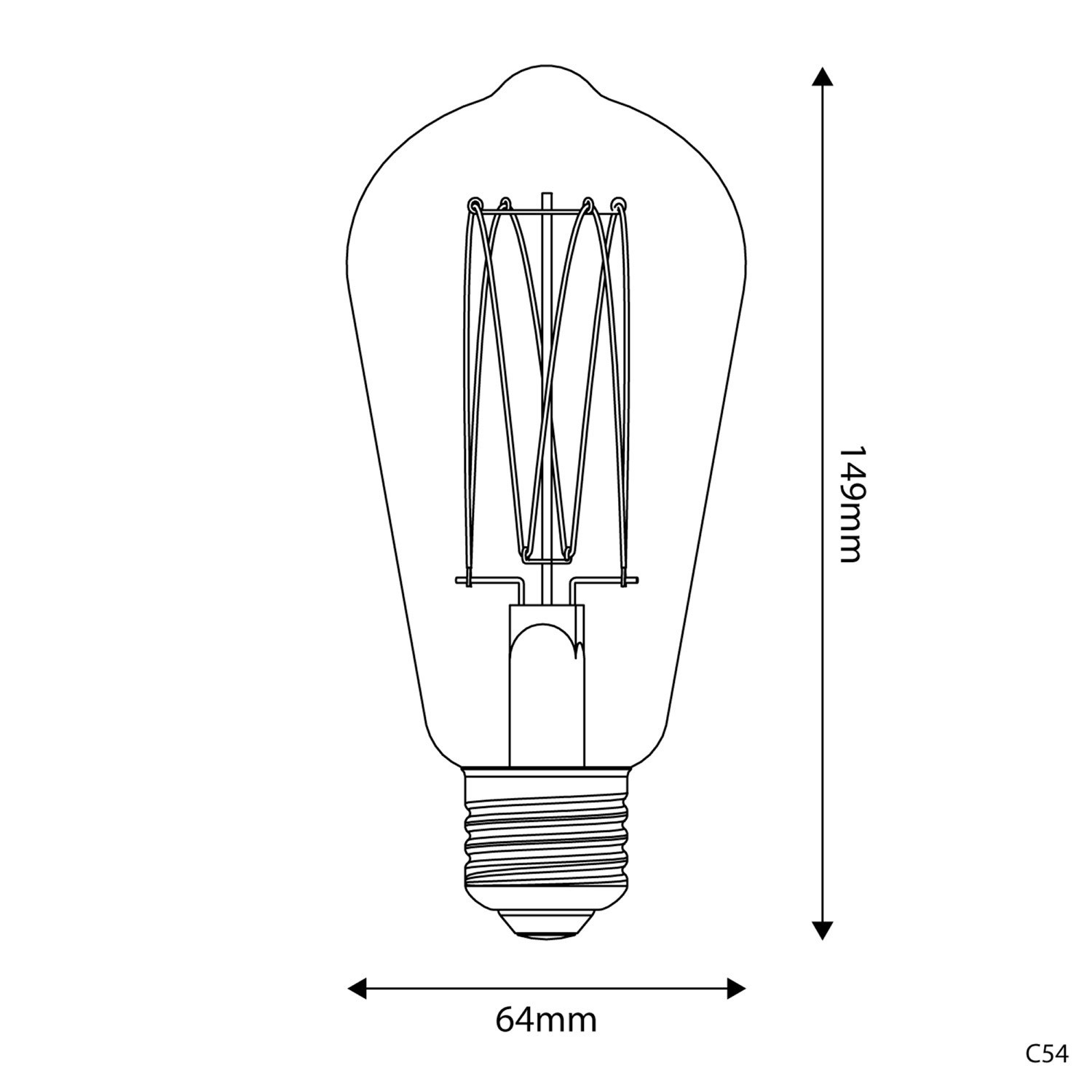 Ampoule dorée LED C54 Carbon Line Filament Cage Edison ST64 7W E27 Dimmable 2700K