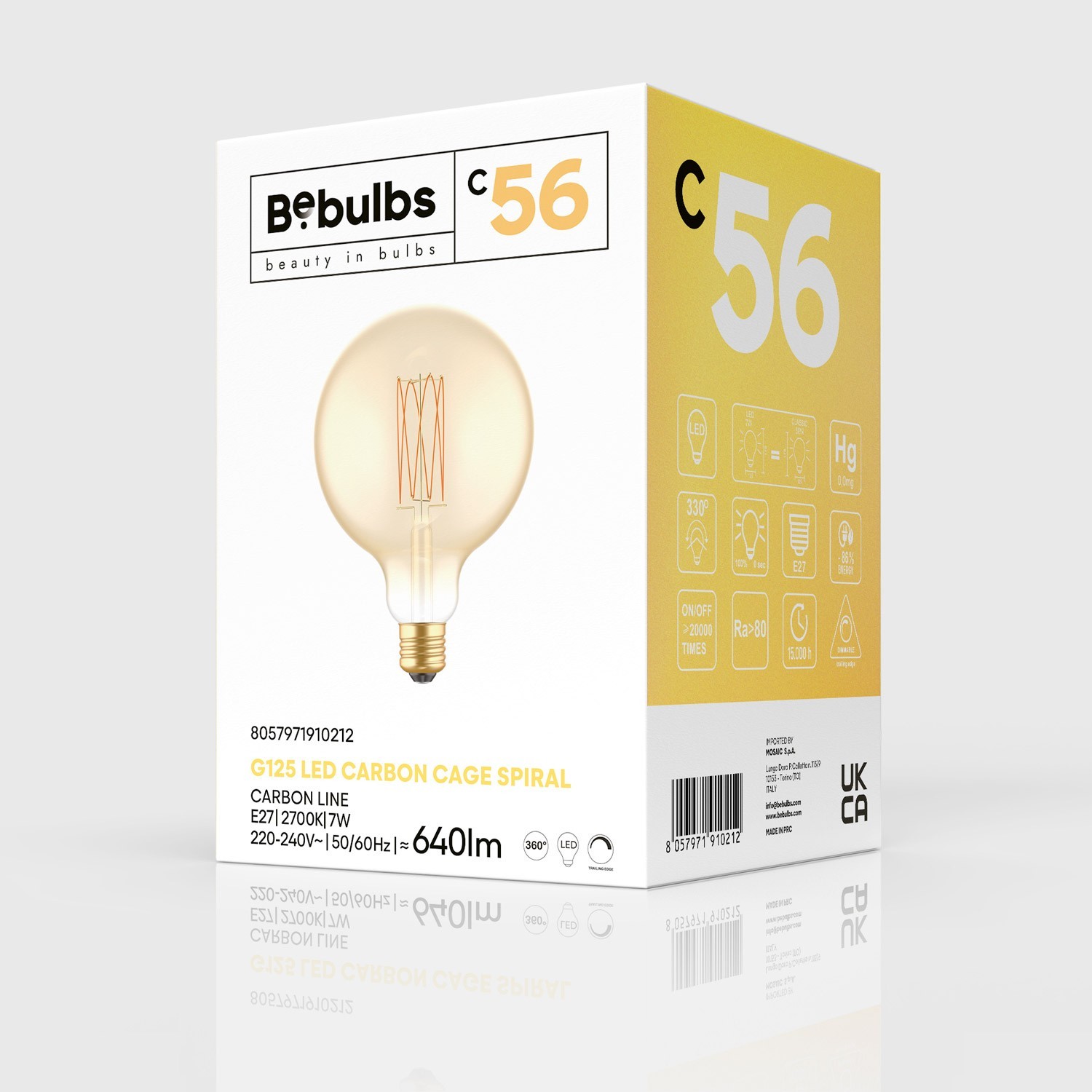 LED Gouden LED Carbon filament lamp C56 Globe G125 7W E27 Dimbaar 2700K