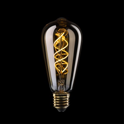 LED Lamp goud B01 5V Collectie Spiraal Filament Edison ST64 1,3W E27 Dimbaar 2500K