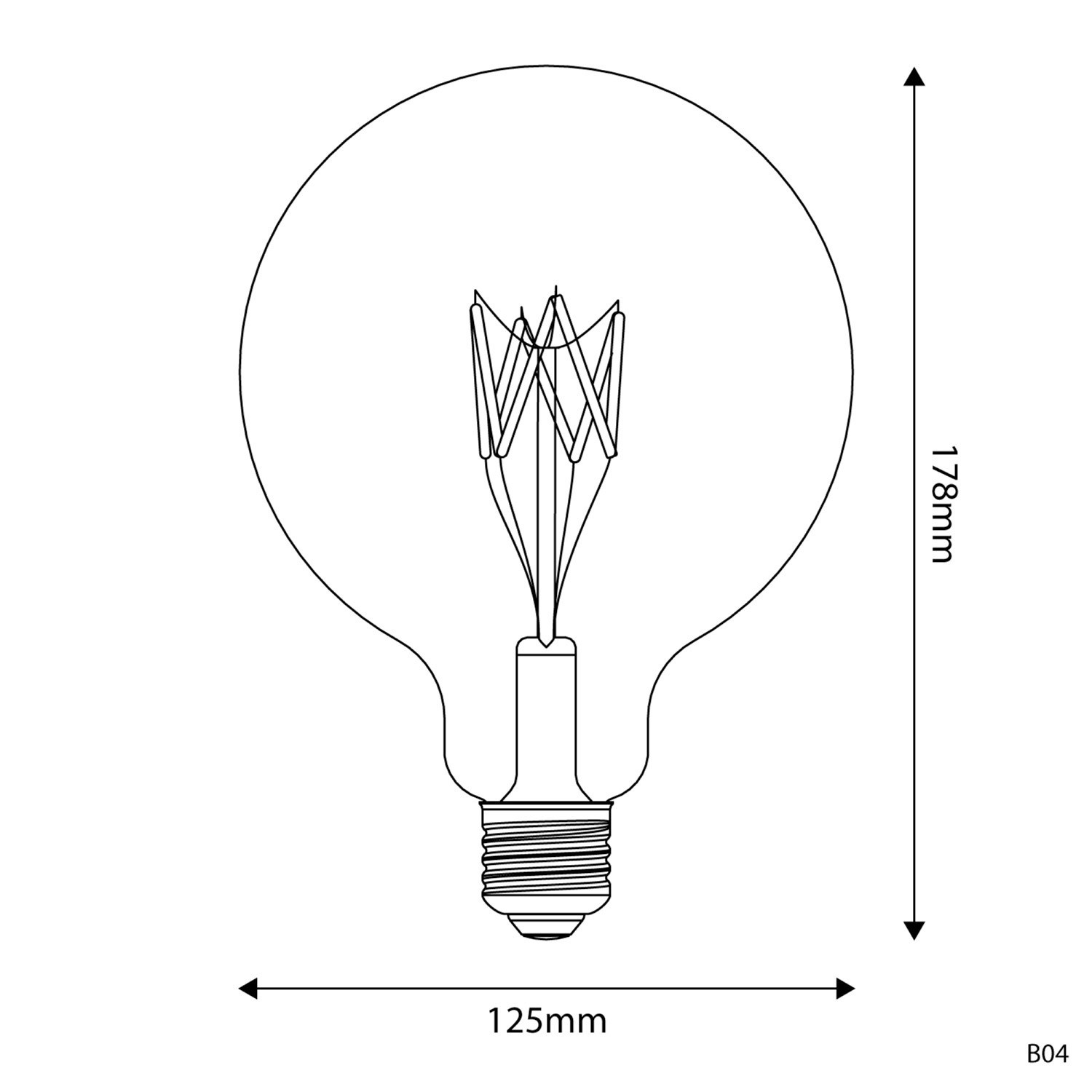 LED Lamp helder B04 5V Collectie Kort filament G125 1,3W E27 Dimbaar 2500K