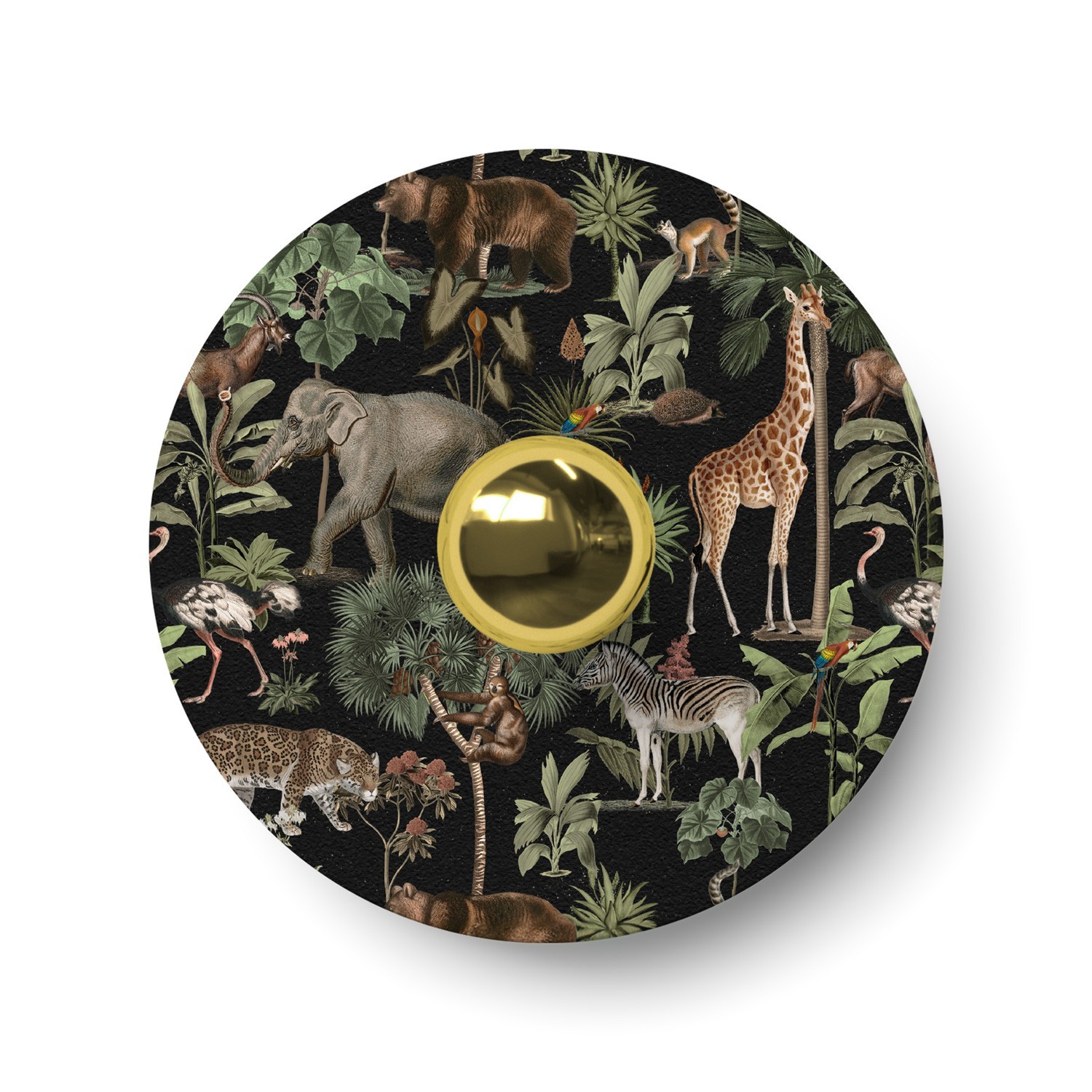 Abat-jour mini plat Ellepì avec animaux de la jungle 'Wildlife Whispers', diamètre de 24 cm - Fabriqué en Italie