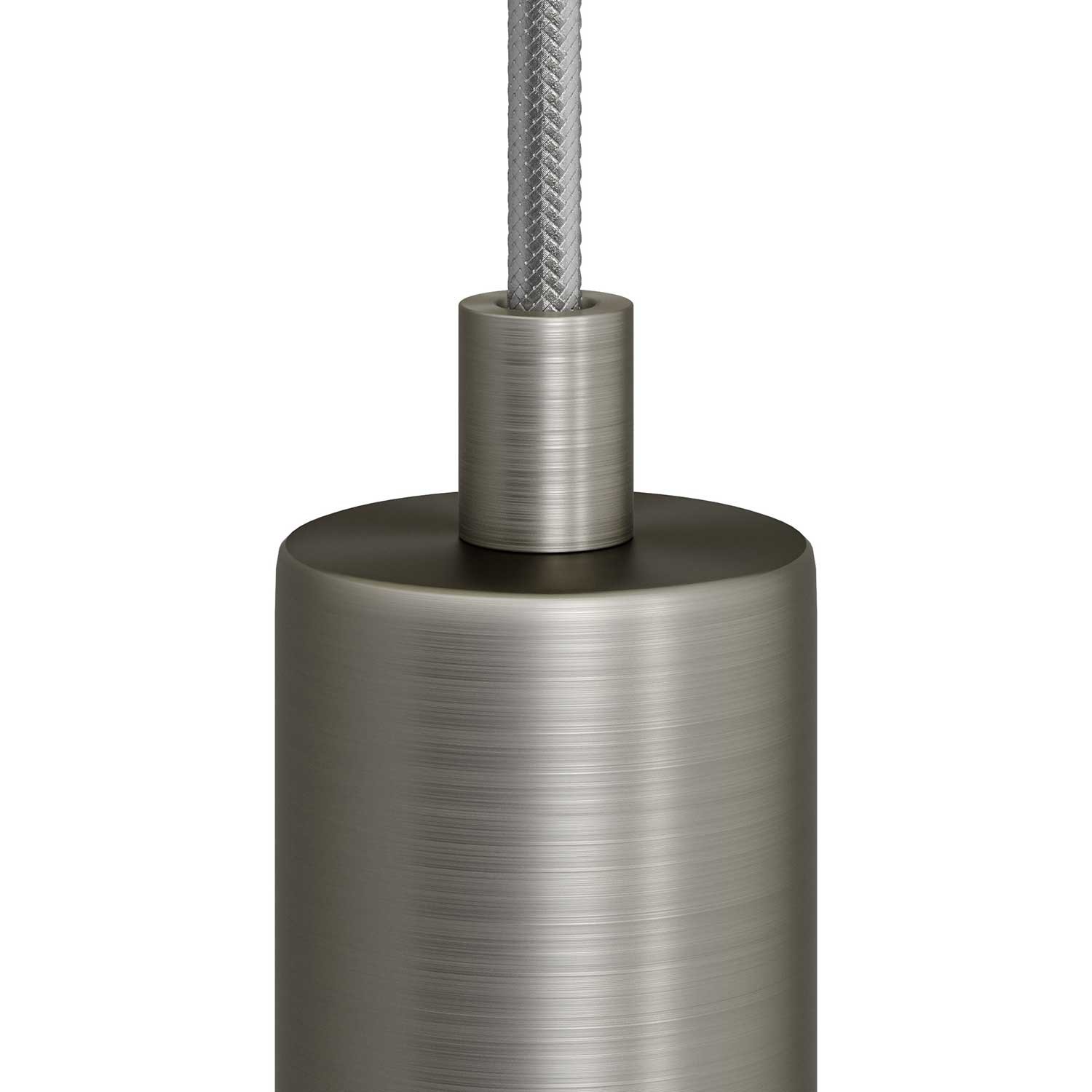 Cilindrische metalen kabelklem compleet met pendelbuis, moer en ring - 2 stuks