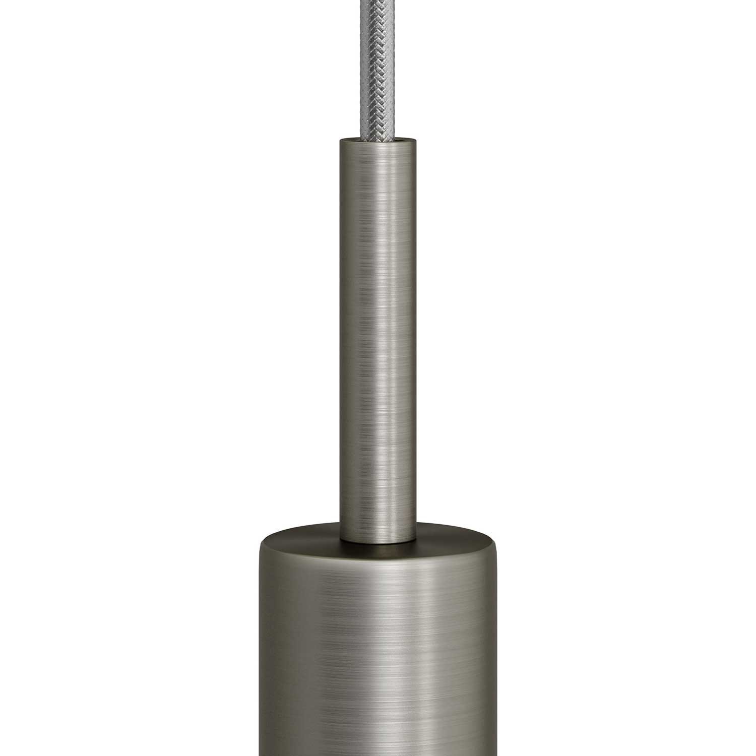 Cilindrische metalen kabelklem van 7 cm, compleet met pendelbuis, moer en ring