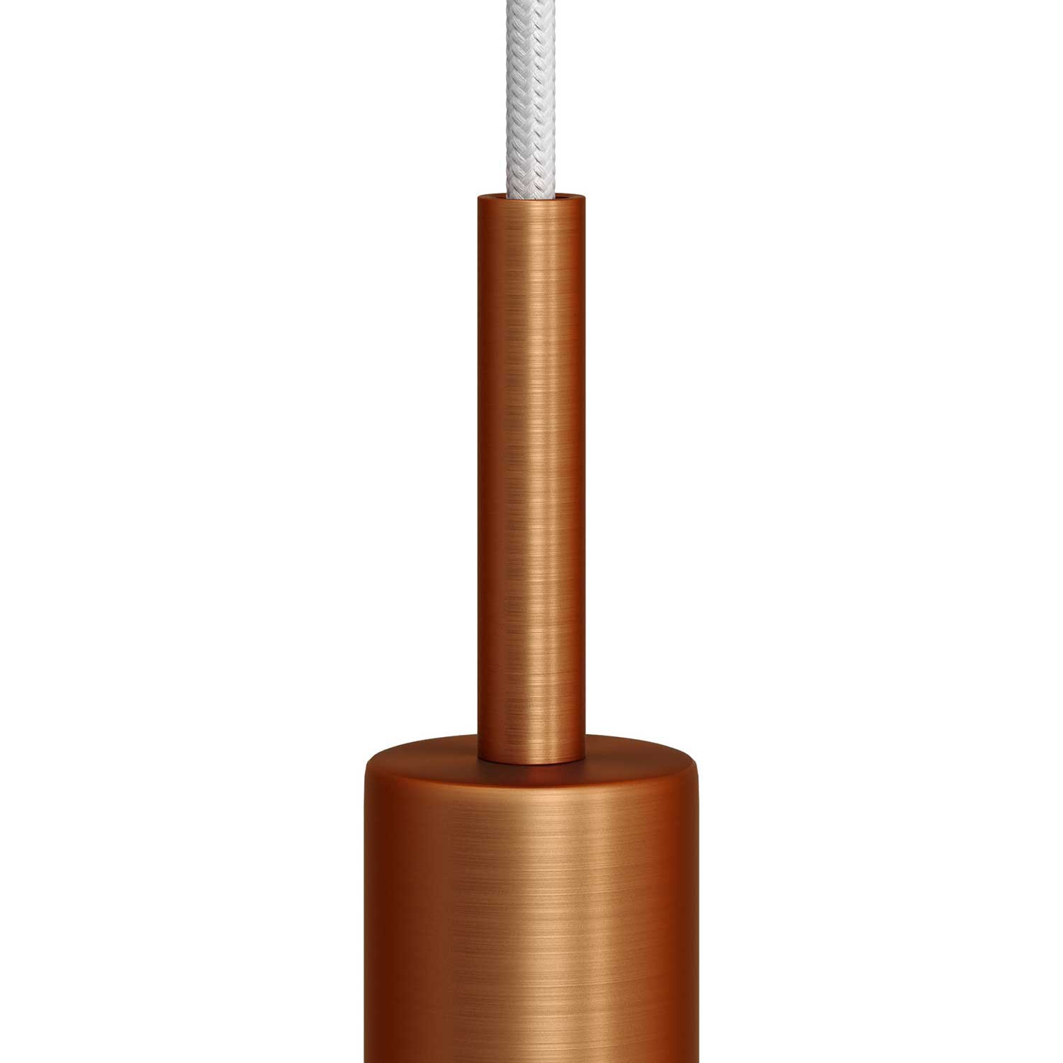 Cilindrische metalen kabelklem van 7 cm, compleet met pendelbuis, moer en ring