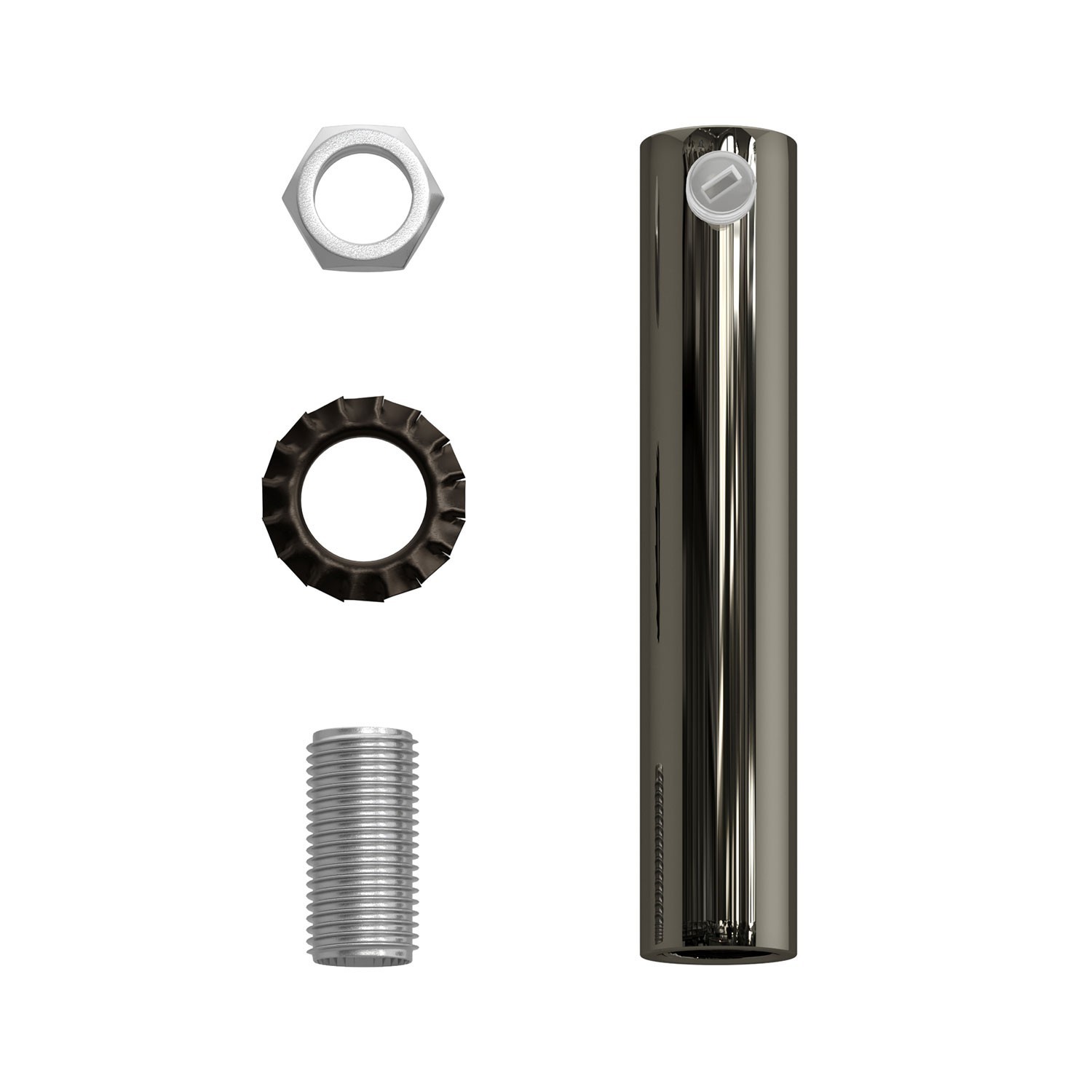Serre-câble cylindrique en métal long 7 cm avec tige, écrou et rondelle