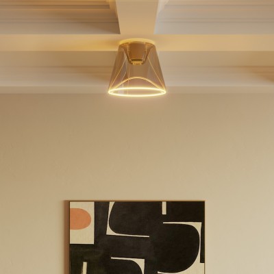Design plafondlamp met rokerige kegelvormige Ghost bol