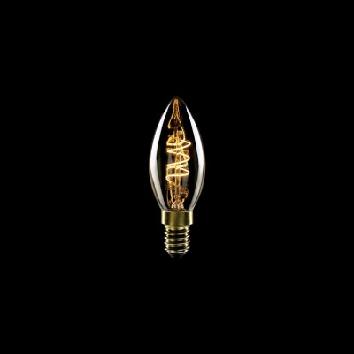 LED Gouden LED Carbon Filament lamp C01 Gebogen Spiraal Filament Kaars Lampje C35 2,5W E14 Dimbaar 1800K