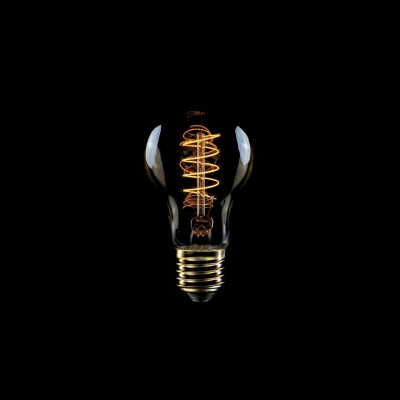 Ampoule dorée LED C03 Carbon Line avec filament en spirale Goutte A60 4W E27 Dimmable 1800K