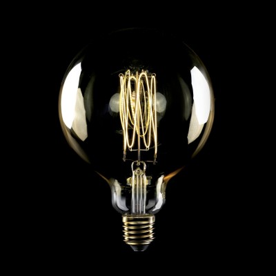 Ampoule dorée LED C56 Carbon Line Filament Cage Globe G125 7W E27 Dimmable 2700K