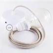 Lampe suspension pour Abat-jour câble textile Stripes Vieux Rose RD51