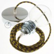 Lampe suspension pour Abat-jour câble textile Coton Bicolore Miel Doré and Anthracite RP27