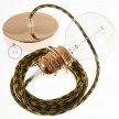 Pendant for lampshade, suspended lamp with Bicolored Golden Honey and Anthracite Cotton textile cable RP27