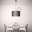 Pendant for lampshade, suspended lamp with Bicolored Golden Honey and Anthracite Cotton textile cable RP27