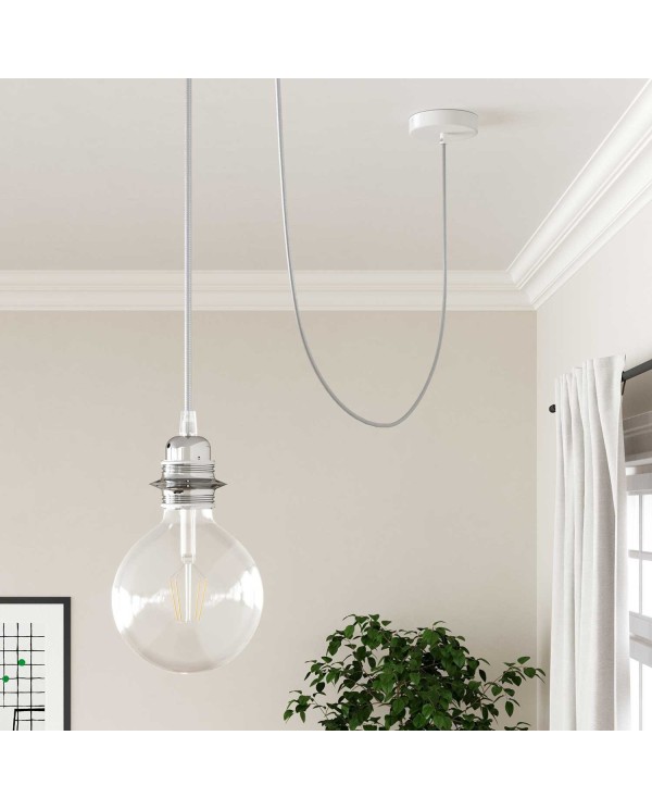 Ronde flexibele electriciteit textielkabel van viscose. RM02 - zilver