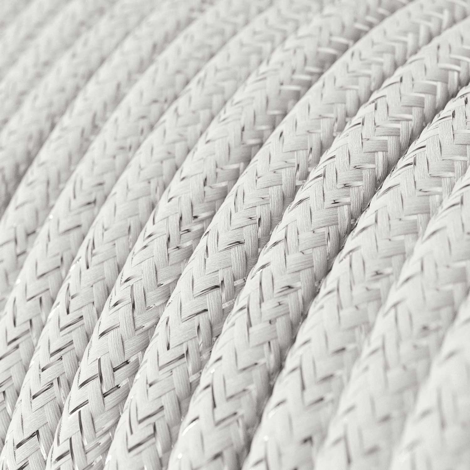Ronde flexibele glinsterende electriciteit textielkabel van viscose. RL01 - wit