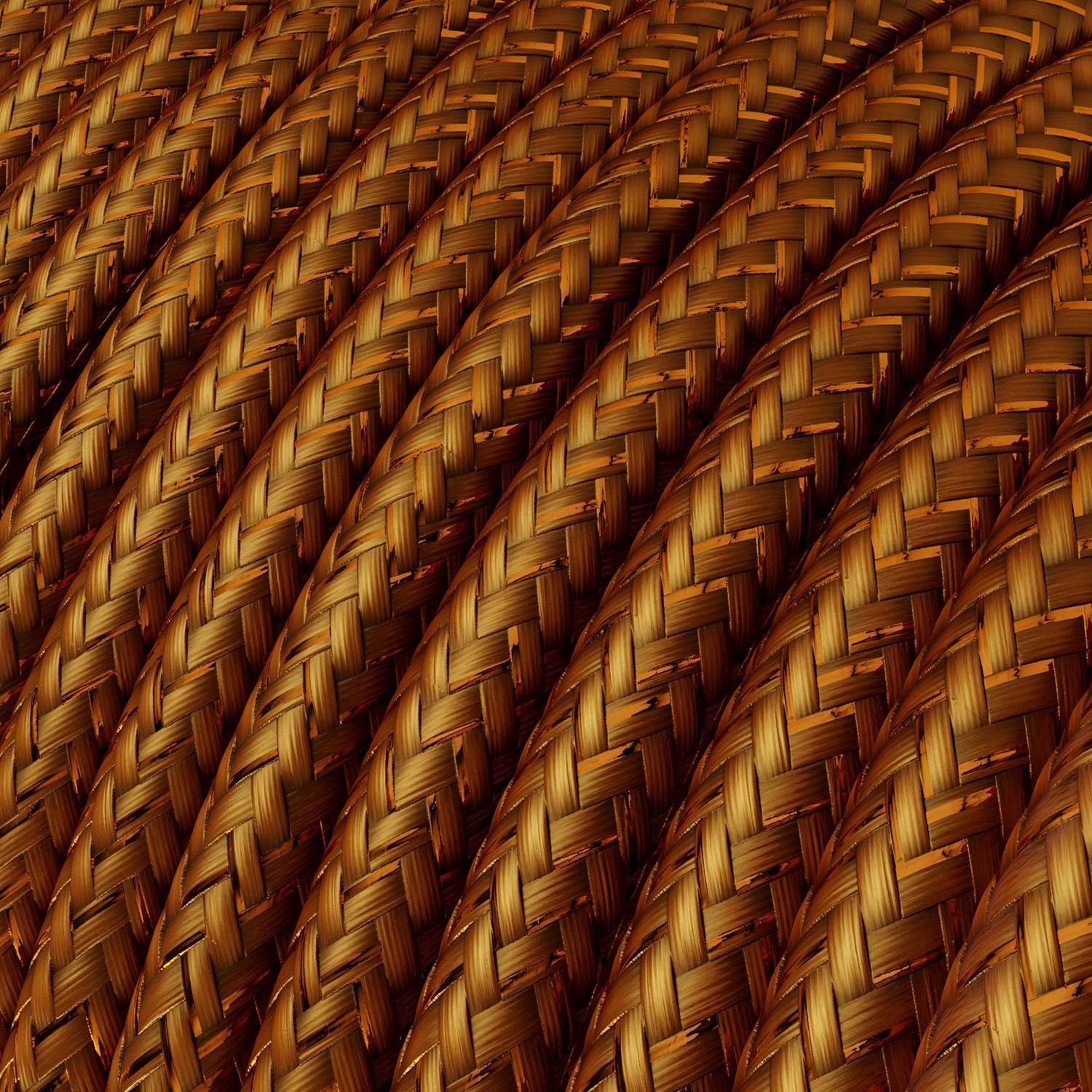 Ronde flexibele glinsterende electriciteit textielkabel van viscose. RL22 - koper