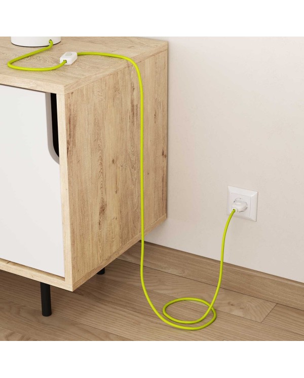 Câble textile Jaune fluo brillant - L'Original Creative-Cables - RF10 rond 2x0,75mm / 3x0,75mm