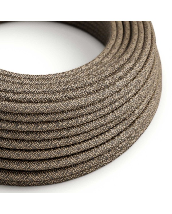 Câble textile Marron mélangé lin - L'Original Creative-Cables - RN04 rond 2x0,75mm / 3x0,75mm