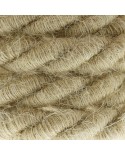 Electrische XL touwkabel, 3 x 0,75 mm. Binnenkabels bedekt met textiel en jute. Diameter 16 mm.