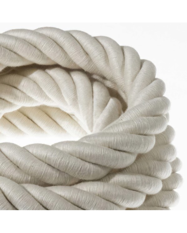 Electrische 3XL touwkabel, 3 x 0,75 mm. Binnenkabels bedekt met textiel en katoen. Diameter  30 mm.