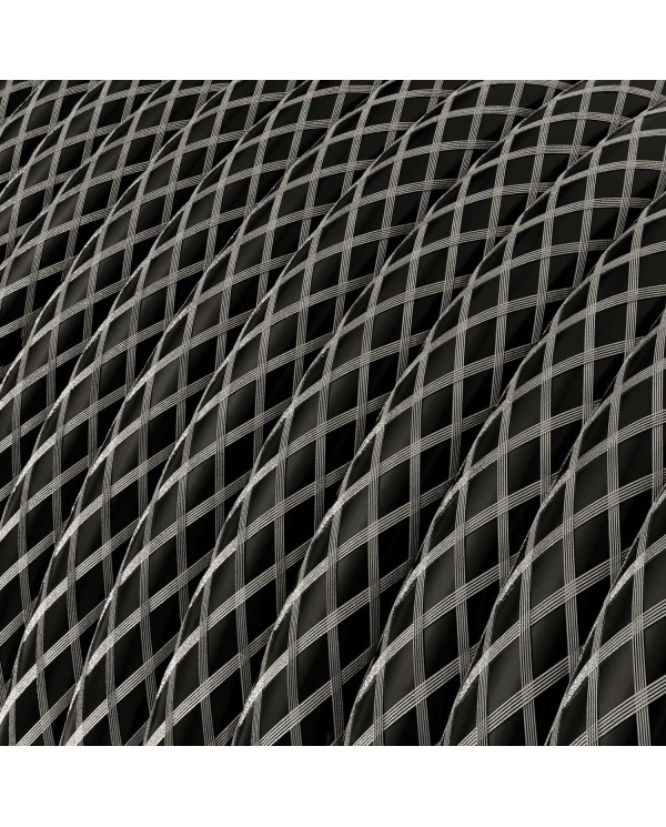 Câble électrique Noir avec maillage argenté - L'Original Creative-Cables - RR01 rond 3x0.75mm