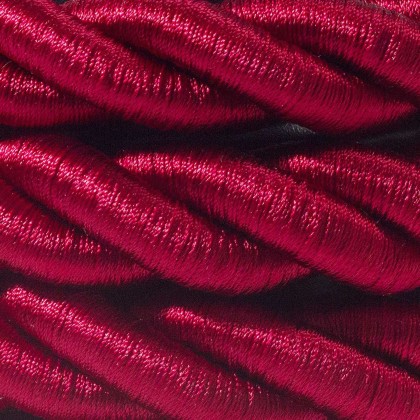 Electrische 2XL touwkabel, 3 x 0,75 mm. Binnenkabels bedekt met bordeaux textiel. Diameter 24 mm.