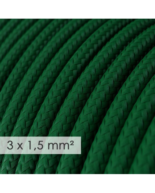 Fil Électrique De Large Section 3x1,50 Rond - Tissu Effet Soie Vert Foncé RM21
