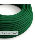 Fil Électrique De Large Section 3x1,50 Rond - Tissu Effet Soie Vert Foncé RM21