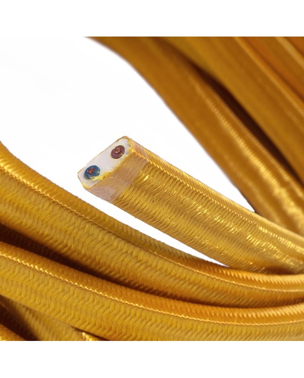 Met textiel omweven 220 V prikkabel, goud viscose CM05