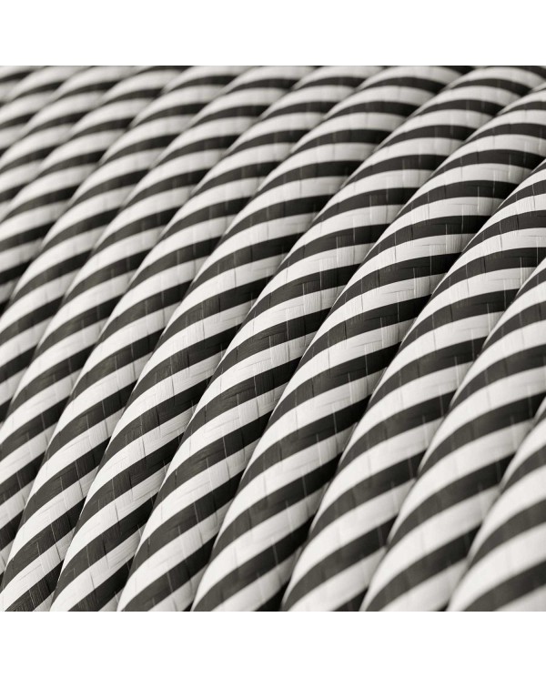 Câble textile Blanc et ardoise Vertigo brillant - L'Original Creative-Cables - ERM37 rond 2x0,75mm / 3x0,75mm