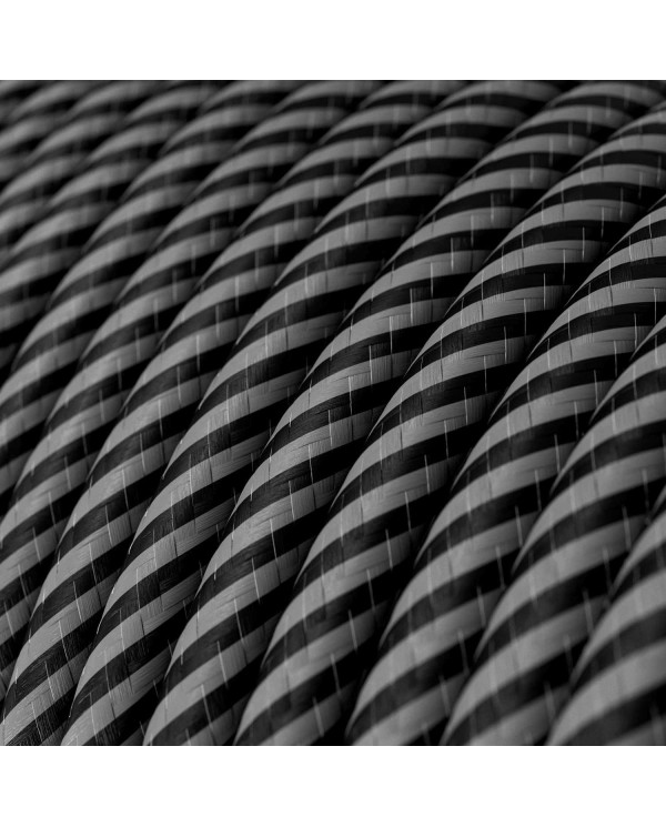 Câble textile Graphite et Noir Charbon Vertigo brillant - L'Original Creative-Cables - ERM38 rond 2x0,75mm / 3x0,75mm