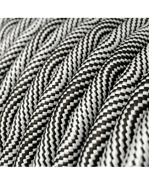 Câble textile Noir optique et argent Vertigo brillant - L'Original Creative-Cables - ERM64 rond 2x0,75mm / 3x0,75mm